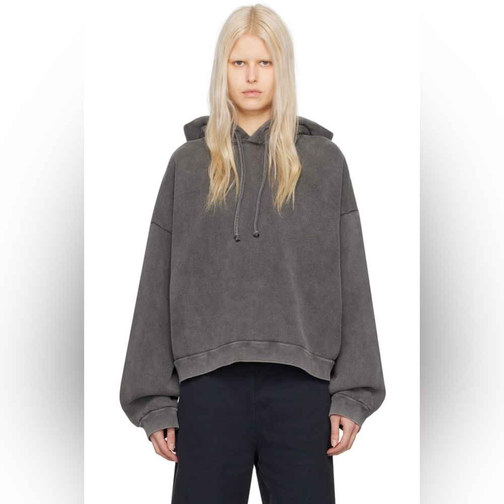 Acne Studios - gray drawstring hoodie cropped